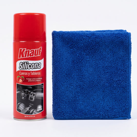 Silicona para tablero y paño de microfibra